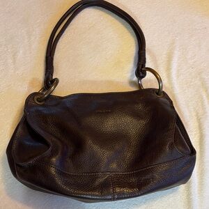 Classic Dark Brown Leather Airone Shoulder Bag